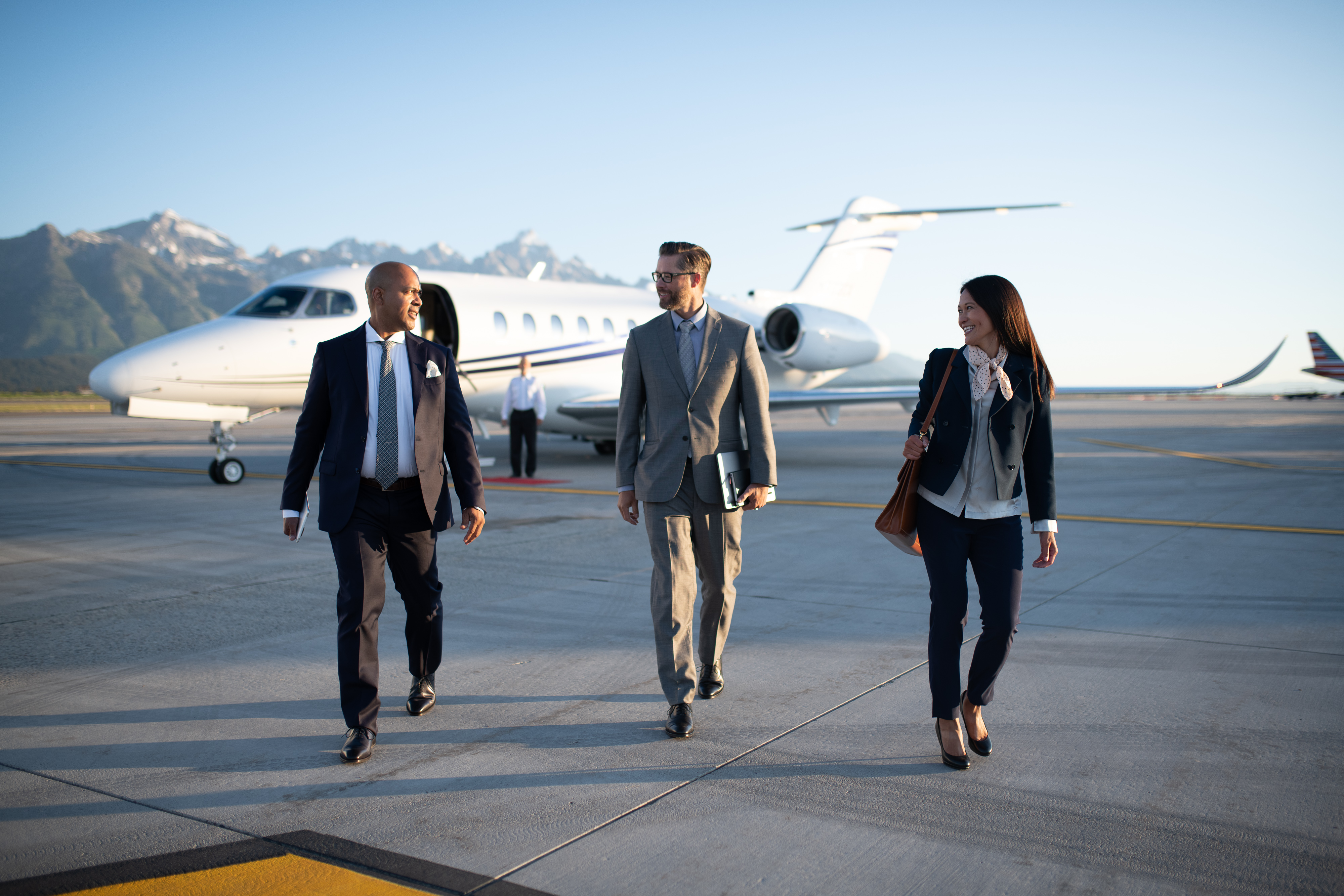 Business meeting on a King Air