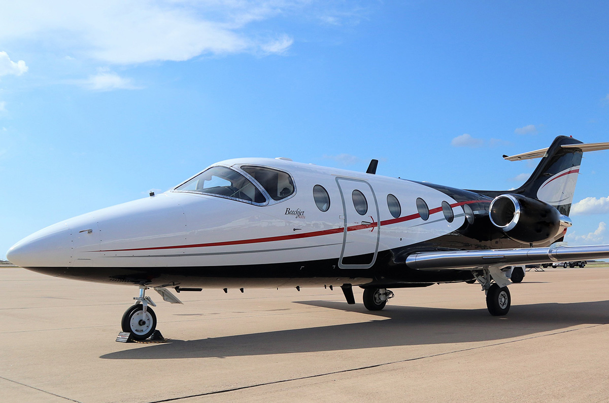 Refreshed Beechjet on ramp.